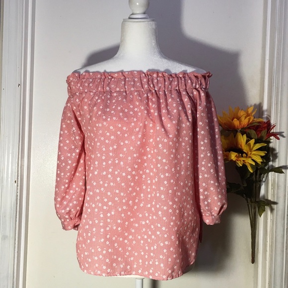 Love Notes Tops - Off the Shoulder Gingham Peasants Top